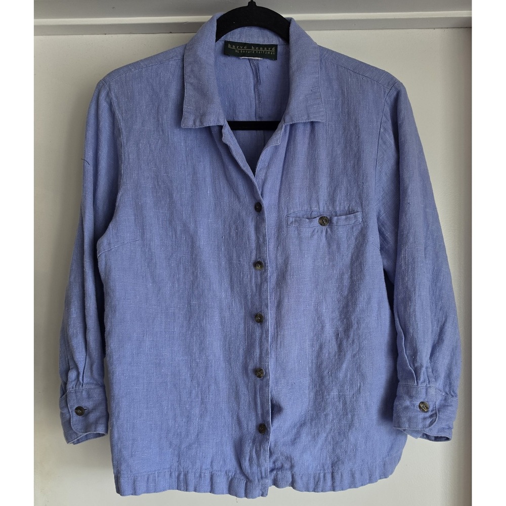 Herve Benard Women's Blouse Purple 40in Pit to Pit Cropped Breathable